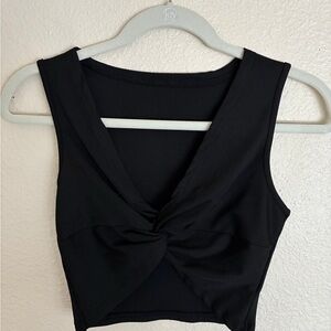 SHEIN Black Twist-Front Cropped Tank (Size S)